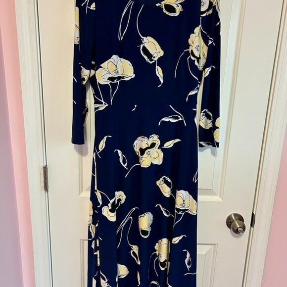 KASPAR Women's Navy Floral Fit & Flare Dress – Size MEDIUM - Picture 3 of 6